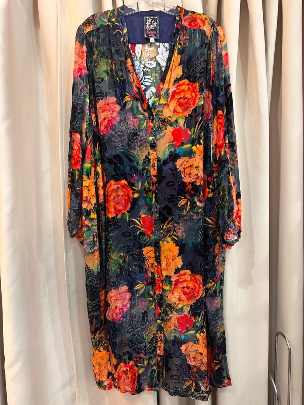 Johnny Was Embroidered burn out dress with Multicolor Butterfly Accents Size 1X - Picture 4 of 7